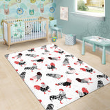 Cool Rooster Chicken Cock Floral Ornament Background Area Rug