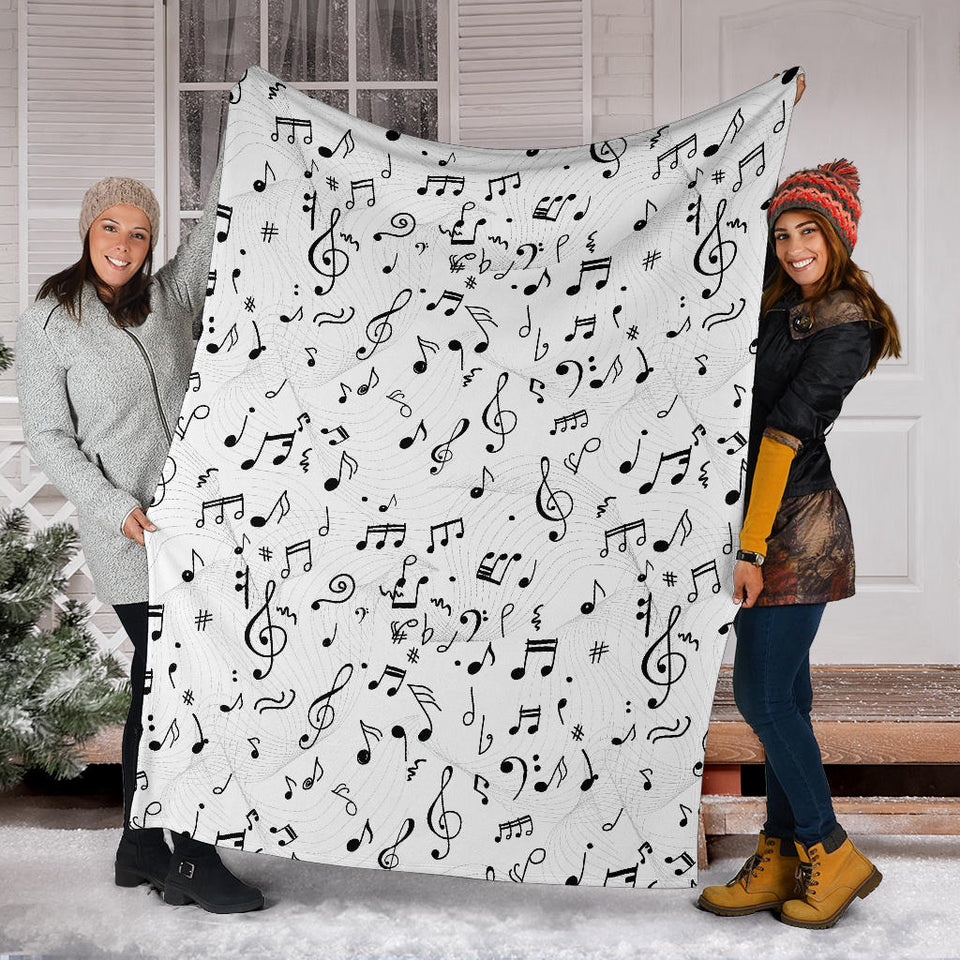 Music Notes Pattern Print Design 04 Premium Blanket