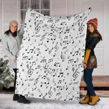 Music Notes Pattern Print Design 04 Premium Blanket