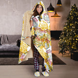 Cool Bee Honeycomb Leaves Pattern Hooded Blanket