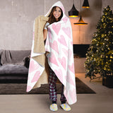 Watercolor Pink Heart Pattern Hooded Blanket