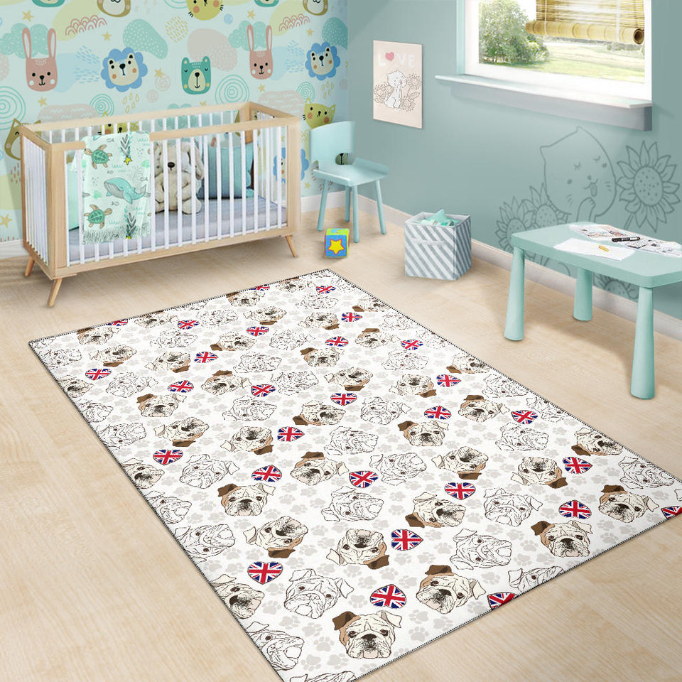 English Bulldog Pattern Print Design 01 Area Rug