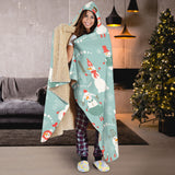 Cute Snowman Pattern Hooded Blanket