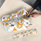 Cute Dog Corgi Striped Background Pattern Umbrella