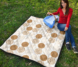 Gold Texture Mushroom Pattern Premium Quilt