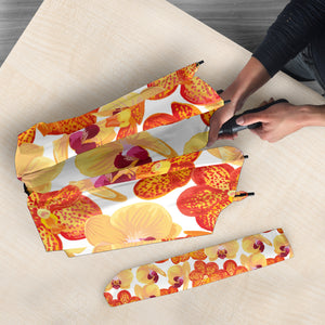 Orange Yellow Orchid Flower Pattern Background Umbrella