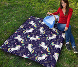 Hand Drawn Cute Unicorn Star Planet Premium Quilt