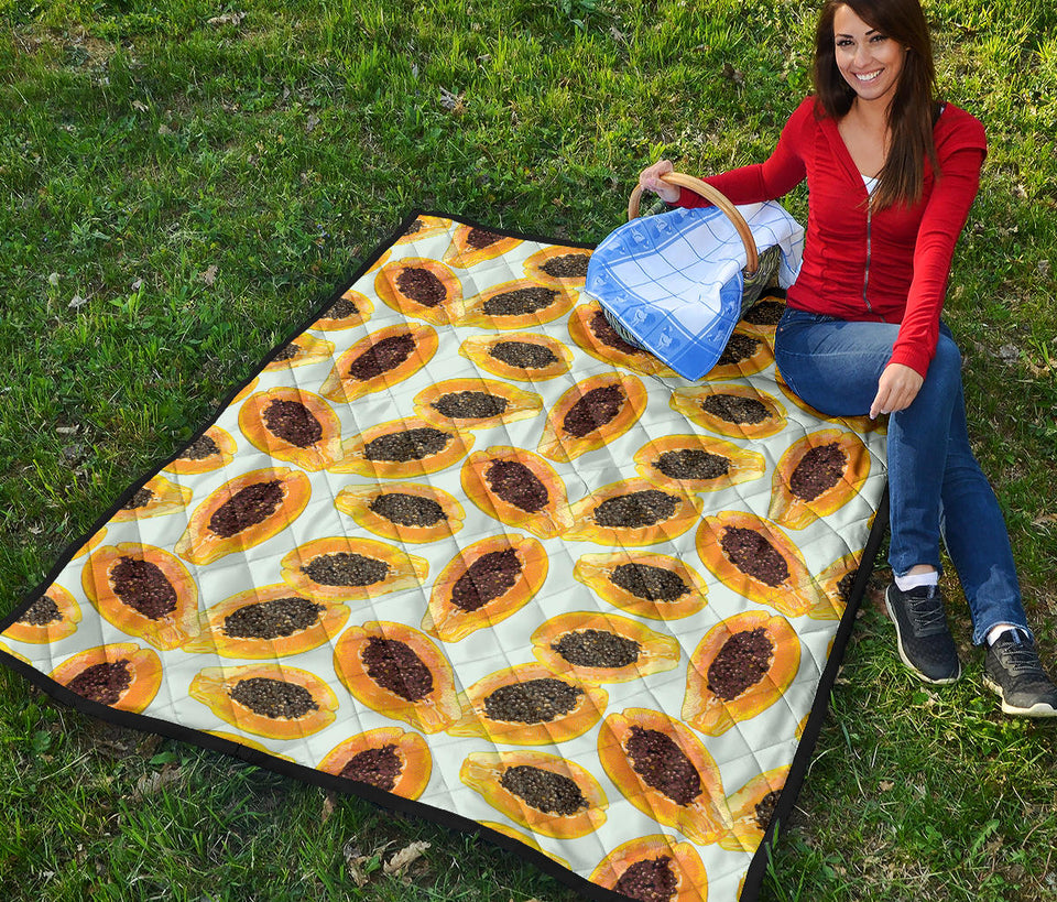Watercolor Papaya Pattern Premium Quilt