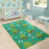 Cute Frog Dragonfly Design Pattern Area Rug