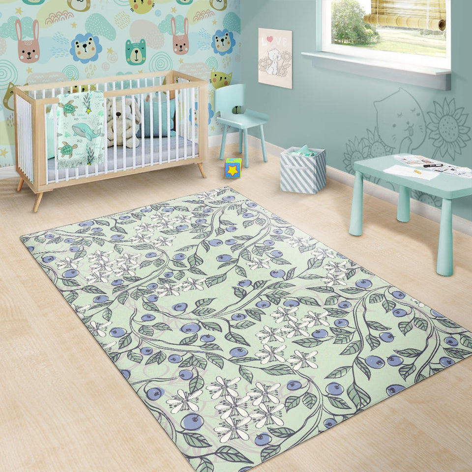 Hand Drawn Blueberry Pattern Area Rug