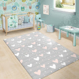 Heart Pattern Gray Background Area Rug