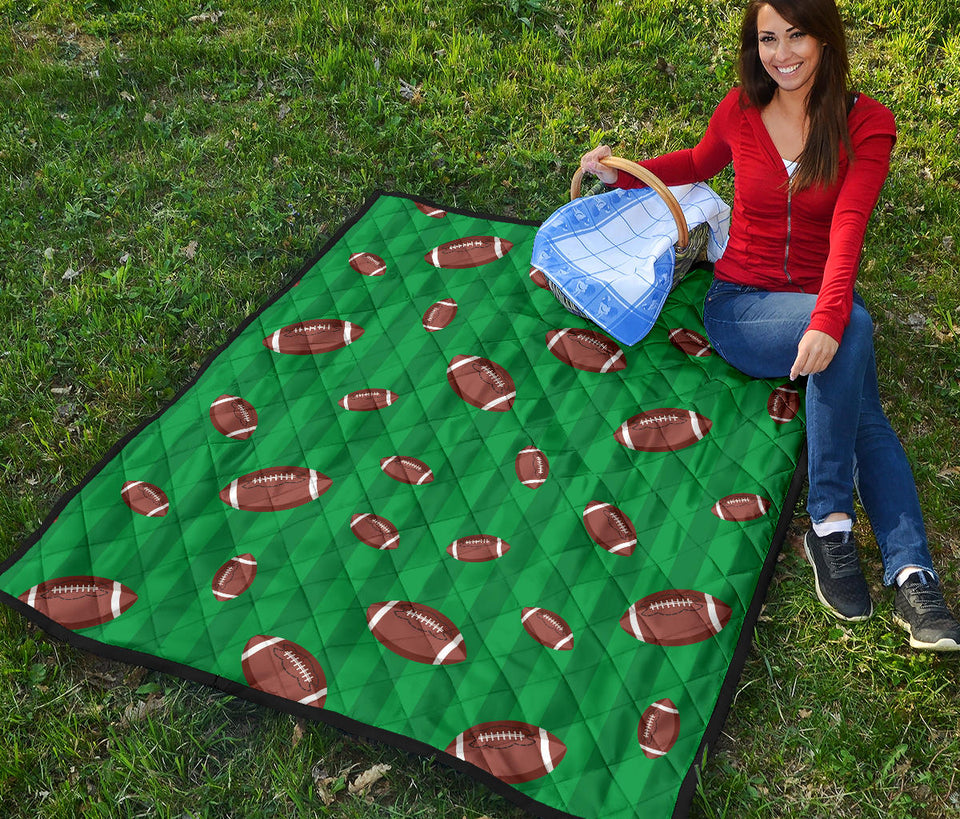 American Football Ball Field Background Premium Quilt