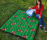 American Football Ball Field Background Premium Quilt