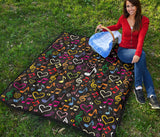 Music Notes Pattern Print Design 02 Premium Quilt