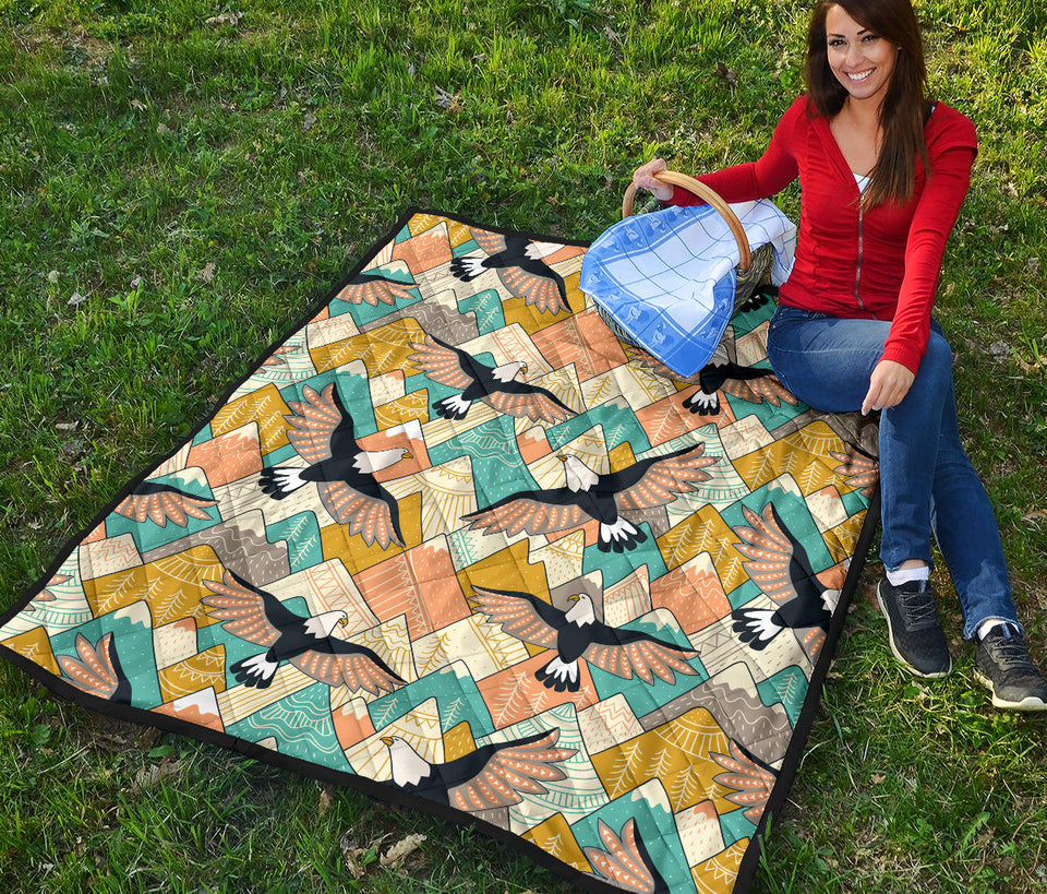Eagle Pattern Print Design 02 Premium Quilt