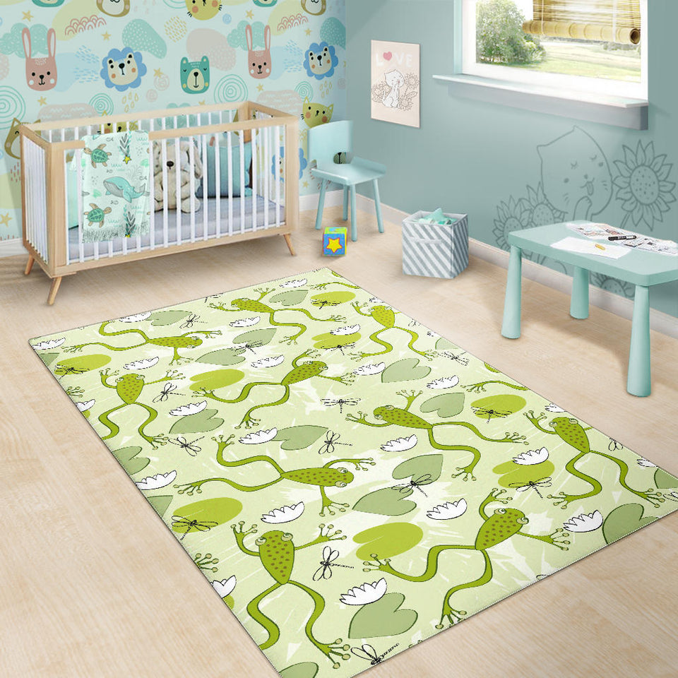 Cute Frog Dragonfly Pattern Area Rug