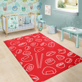 Sushi Pattern Red Background Area Rug