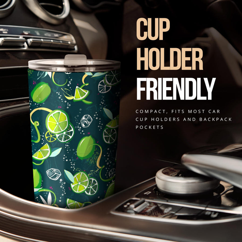 Lime Ice Flower Pattern Tumbler