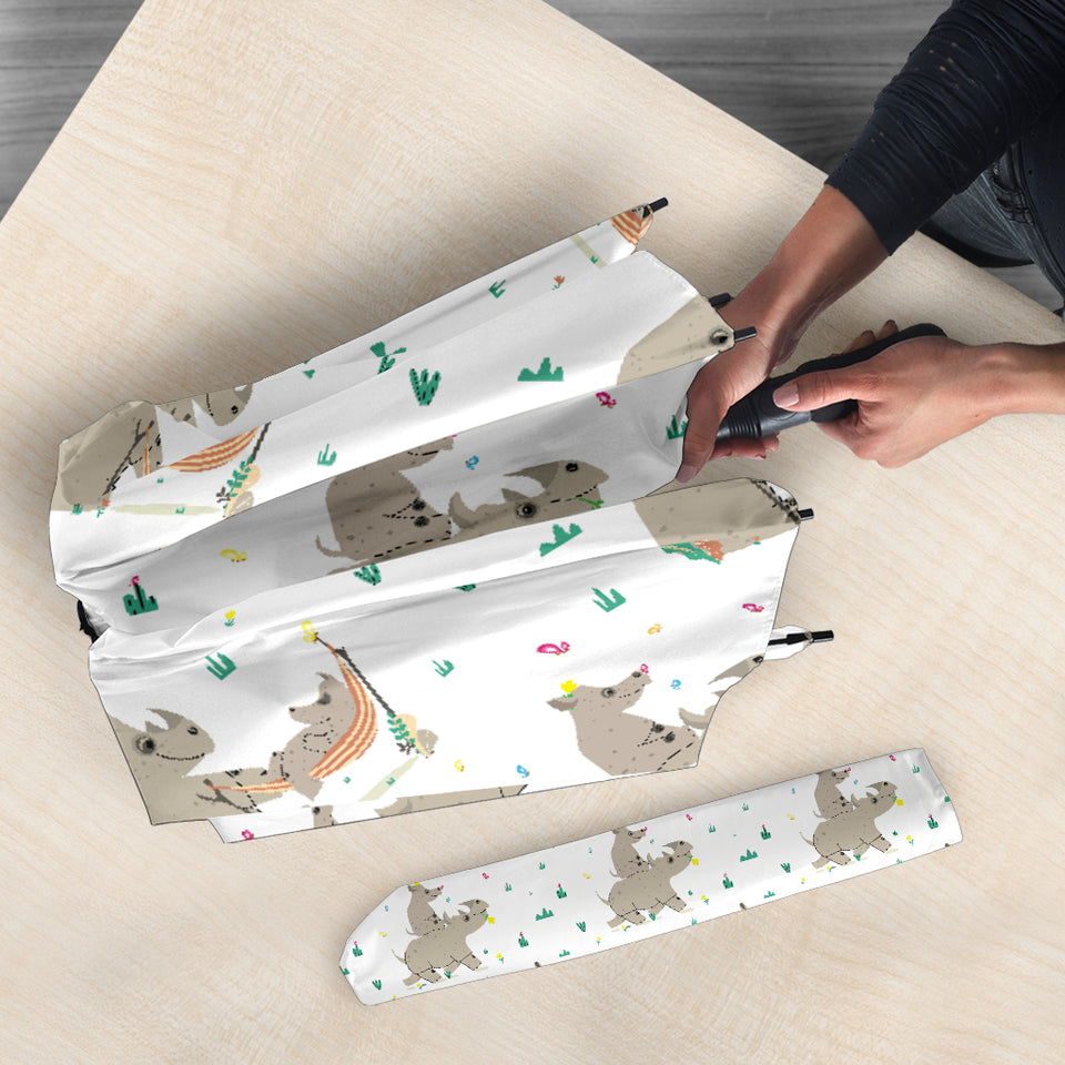 Cute Rhino Pattern Background Umbrella