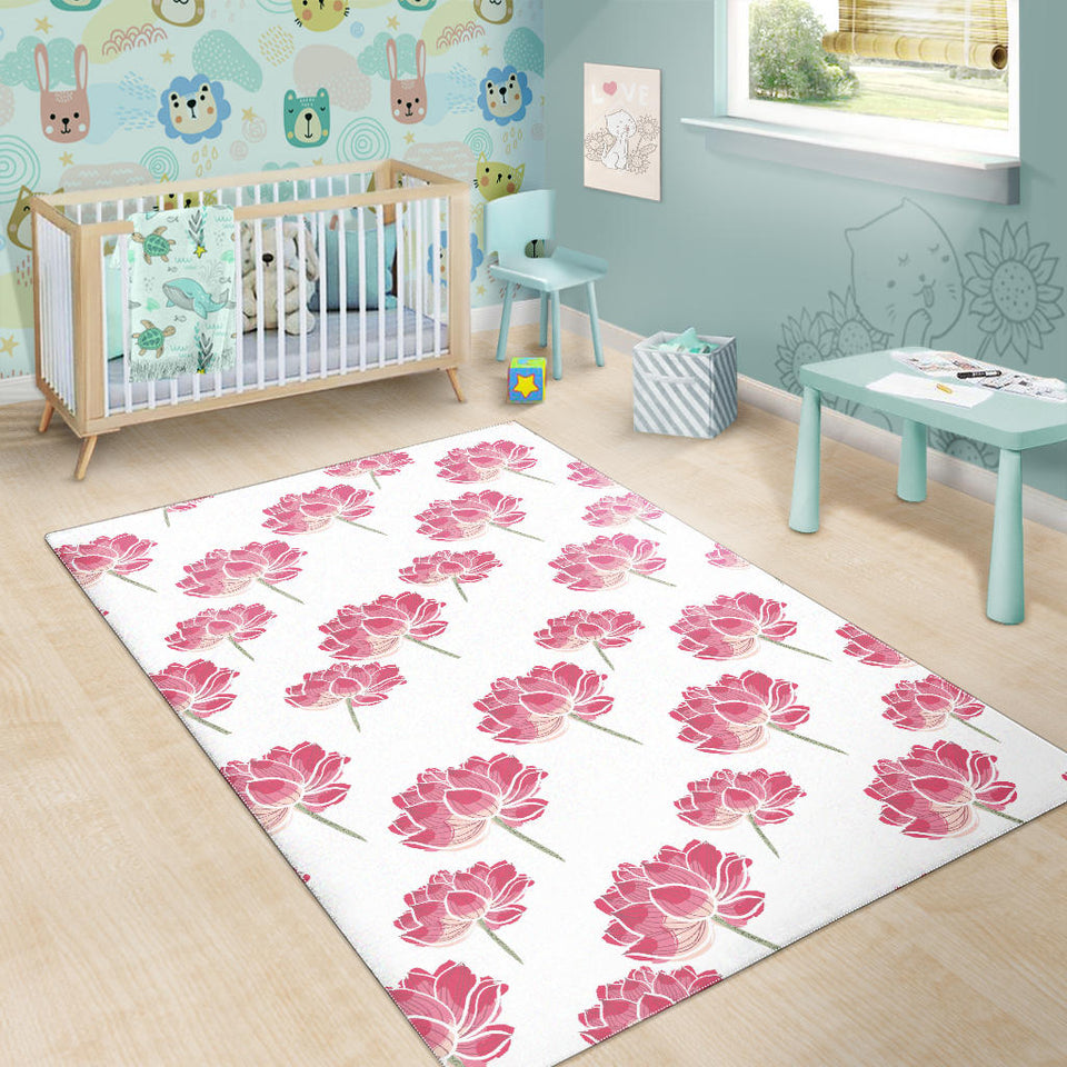 Pink Lotus Waterlily Pattern Area Rug