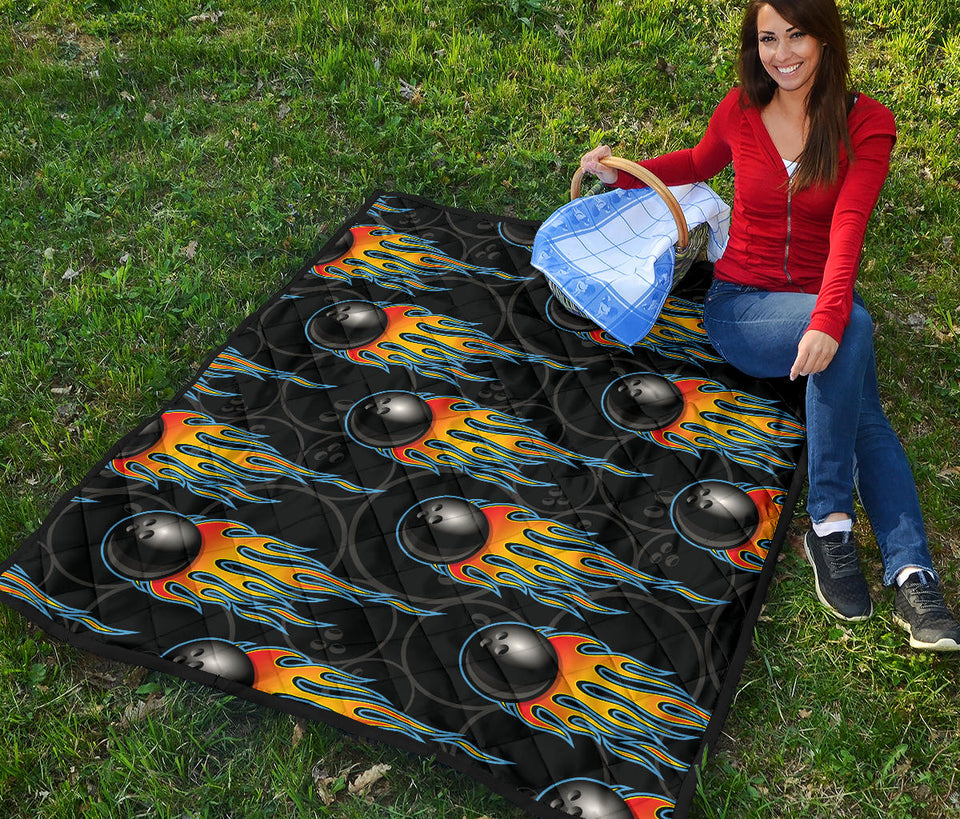 Bowling Balls Flame Pattern Premium Quilt