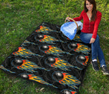 Bowling Balls Flame Pattern Premium Quilt