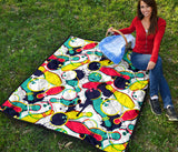 Watercolor Bowling Ball Pins Premium Quilt