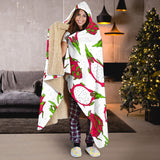 Dragon Fruits White Background Hooded Blanket