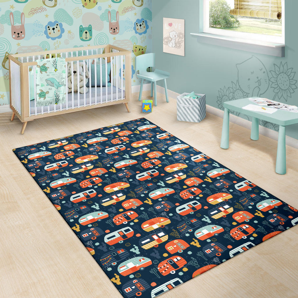 Camper Van Pattern Print Design 05 Area Rug