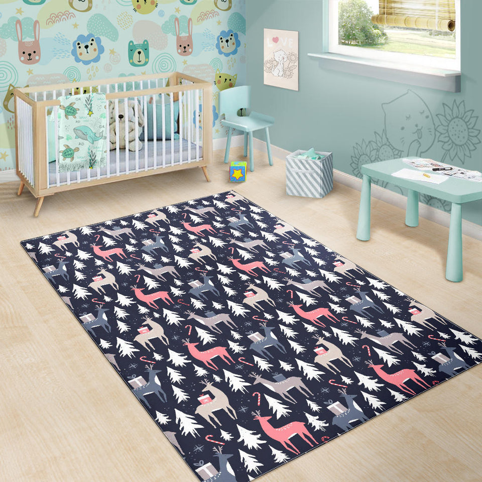 Deers Winter Christmas Pattern Area Rug
