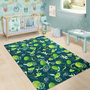 Lime Ice Flower Pattern Area Rug