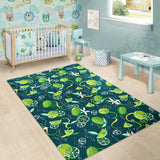 Lime Ice Flower Pattern Area Rug