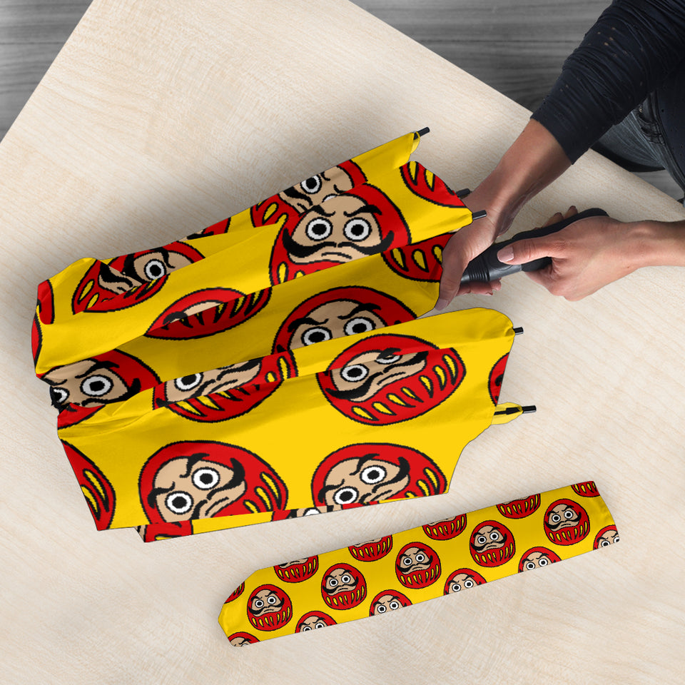 Daruma Japanese Wooden Doll Yellow Background Umbrella