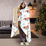 Cute Dachshund Bone Pattern Hooded Blanket