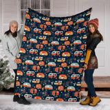Camper Van Pattern Print Design 05 Premium Blanket