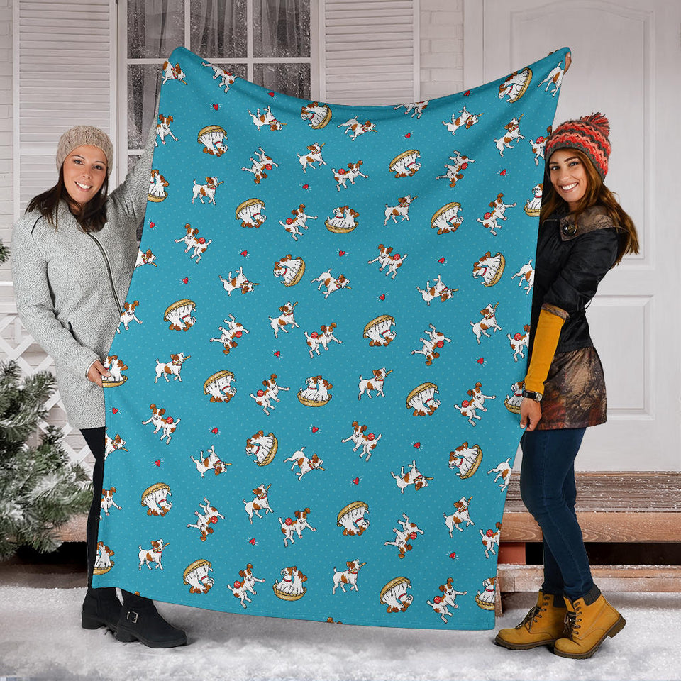 Jack Russel Pattern Print Design 03 Premium Blanket