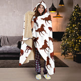 Horses Running Pattern Background Hooded Blanket