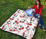 Hand Drawn Cherry Pattern Premium Quilt