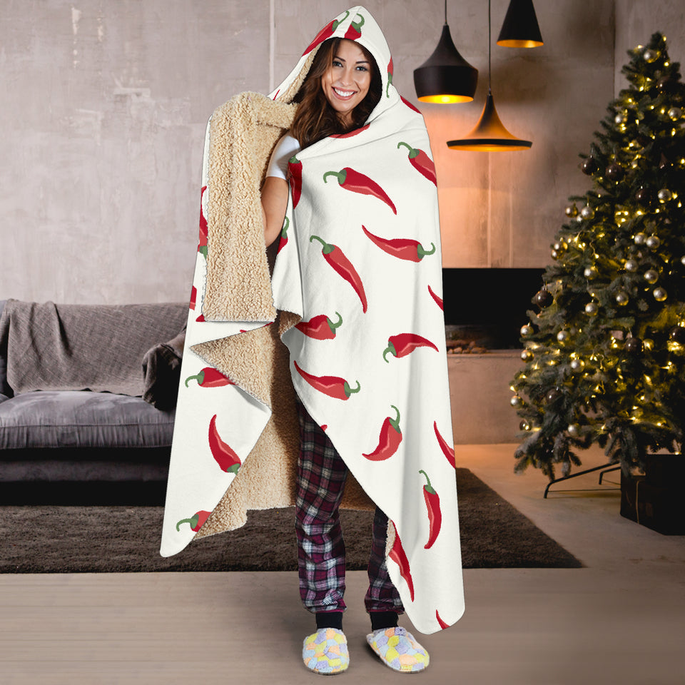 Chili Peppers Pattern Hooded Blanket