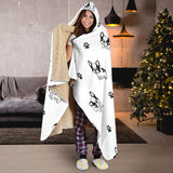 Cute French Bulldog Paw Pattern Hooded Blanket