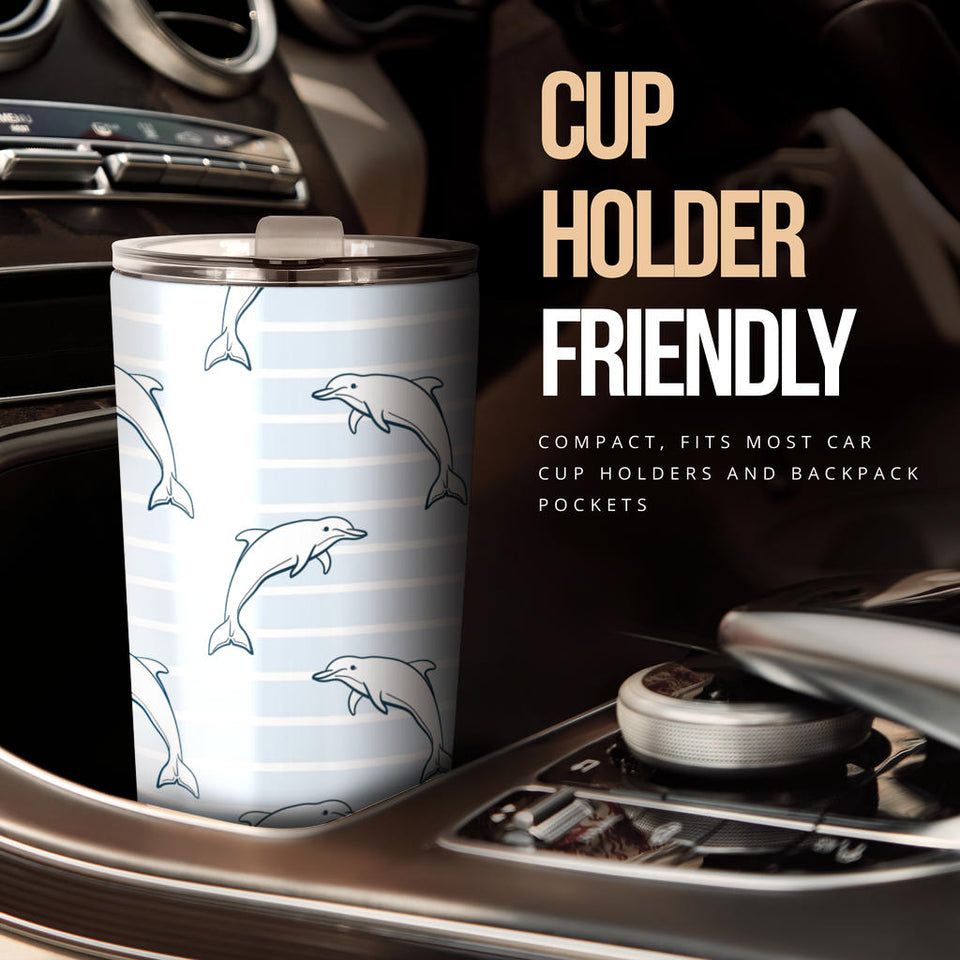 Dolphin Blue Striped Background Tumbler