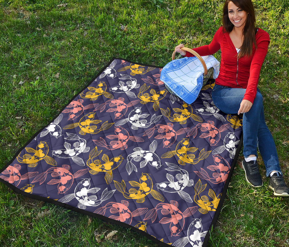 Koi Fish Carp Fish Pattern Premium Quilt