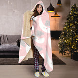 Cute Moon Cloud Star Pattern Pink Dot Background Hooded Blanket