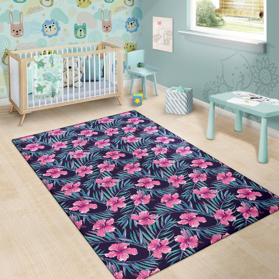Hibiscus Pattern Print Design 05 Area Rug
