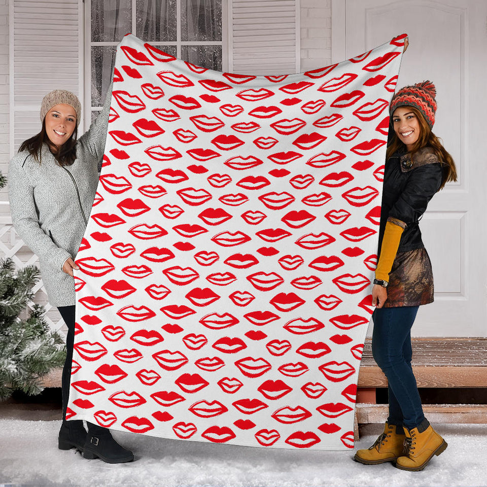 Lips Pattern Print Design 05 Premium Blanket