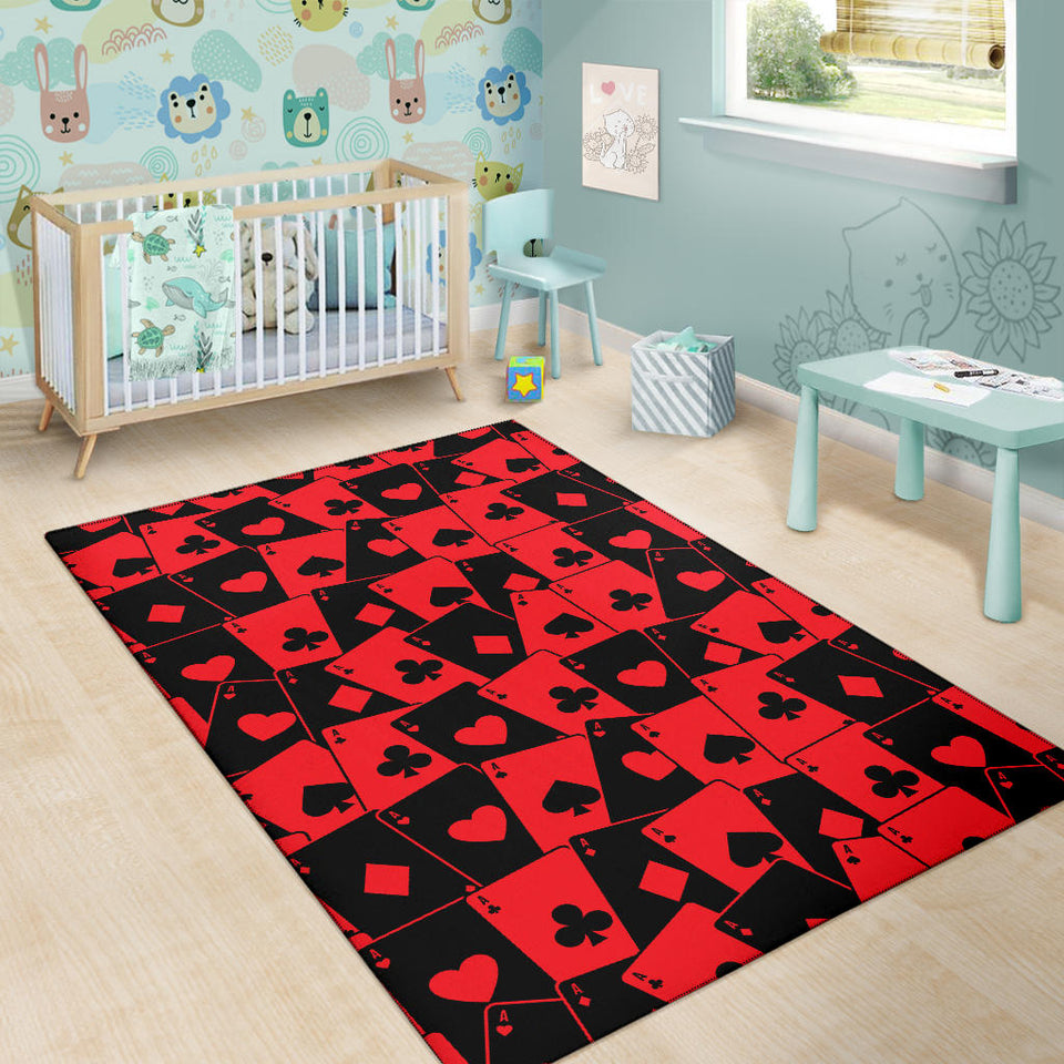 Casino Cards Suits Pattern Print Design 02 Area Rug