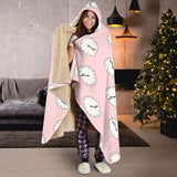 Clock Pattern Pink Blackground Hooded Blanket