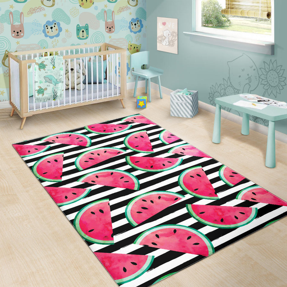 Watercolor Paint Textured Watermelon Pieces Area Rug
