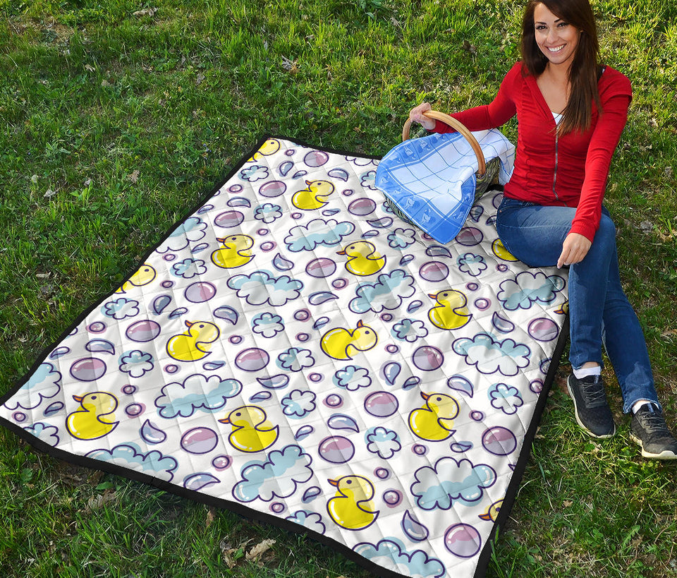 Duck Toy Pattern Print Design 01 Premium Quilt