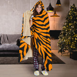 Bengal Tigers Skin Print Pattern Hooded Blanket